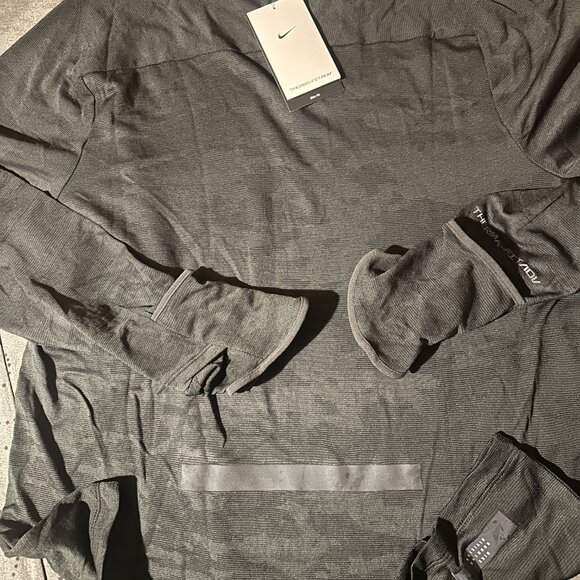 NIKE RUNNING DIVICION THERMA FIT ADV SLIM H. BLACK WOOL SHIRT SIZE L M MEN $100 - Picture 3 of 5